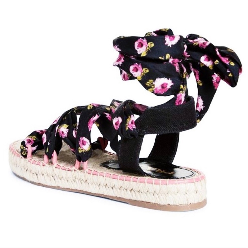 Authentic Prada BRAND NEW Wrap Around Floral Espadrille Platform Flats - Picture 4 of 10